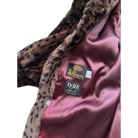 Vintage Hillmoor New York Mid Length Faux Fur Coat Leopard  Made in USA - Picture 5 of 6